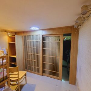 Vách cửa lùa màu gỗ đẹp mẫu CL18