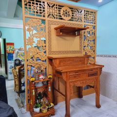 Mẫu vách ngăn phòng thờ hoa sen PT03