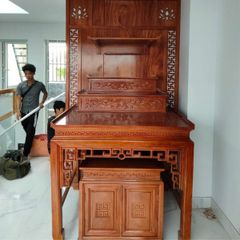Vách ngăn phòng thờ gỗ tự nhiên đẹp mẫu PT25
