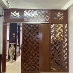 Vách cửa lùa cnc màu Walnut mẫu CL12