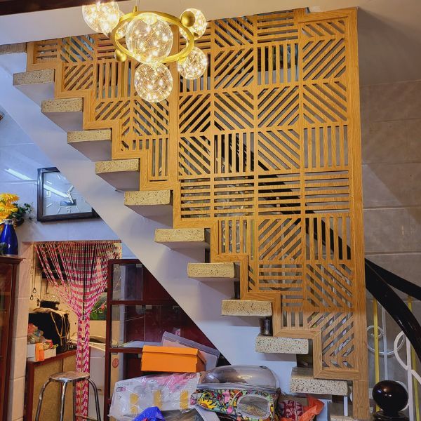 Mẫu vách cầu thang gỗ CT23